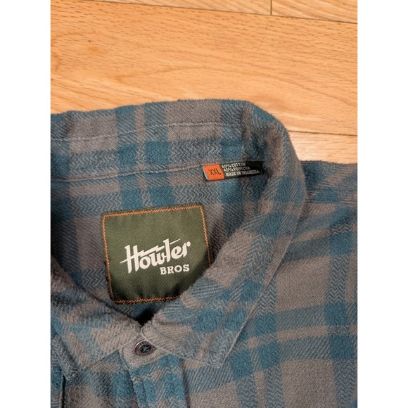 Howler Bros Harkers Flannel Cohen Plaid Button Up Shirt Blue Size XXL Dark Teal - Picture 5 of 6